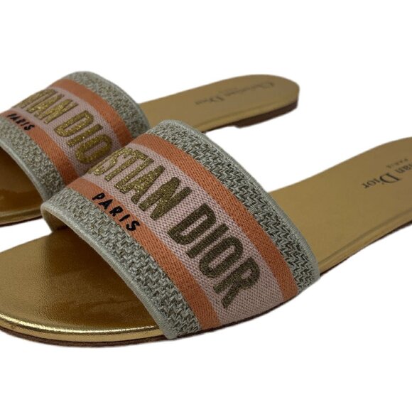 Christian Dior Multi/Color flat DWAY SLIDES Sz-40 - Picture 3 of 5